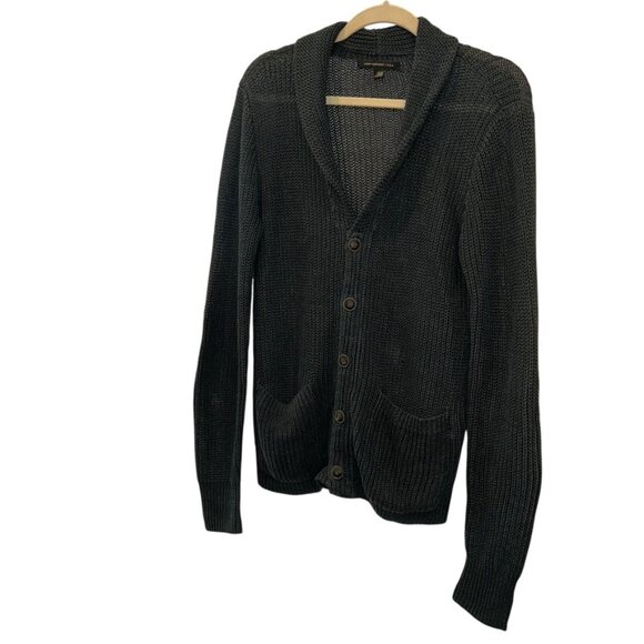john varvatos USA teal shawl neck LINEN cardigan sweater m - Picture 1 of 4